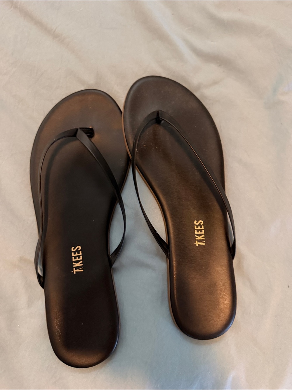 TKEES Black Slim Strap Minimalist Sandals